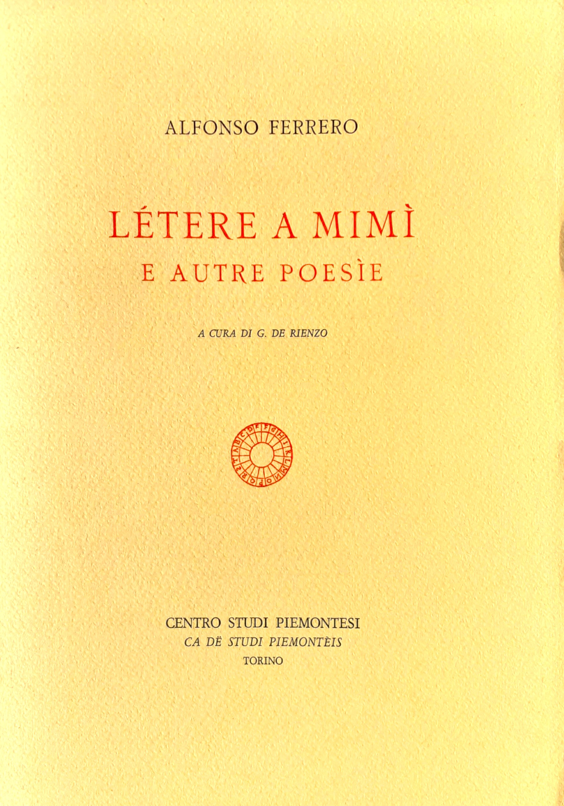Alfonso Ferrer Létere a Mimì e autre poesìe 1970