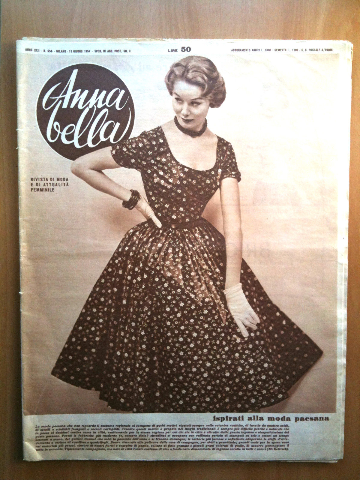 Anna bella anno XXII n^ 24 - 13 Giugno 1954