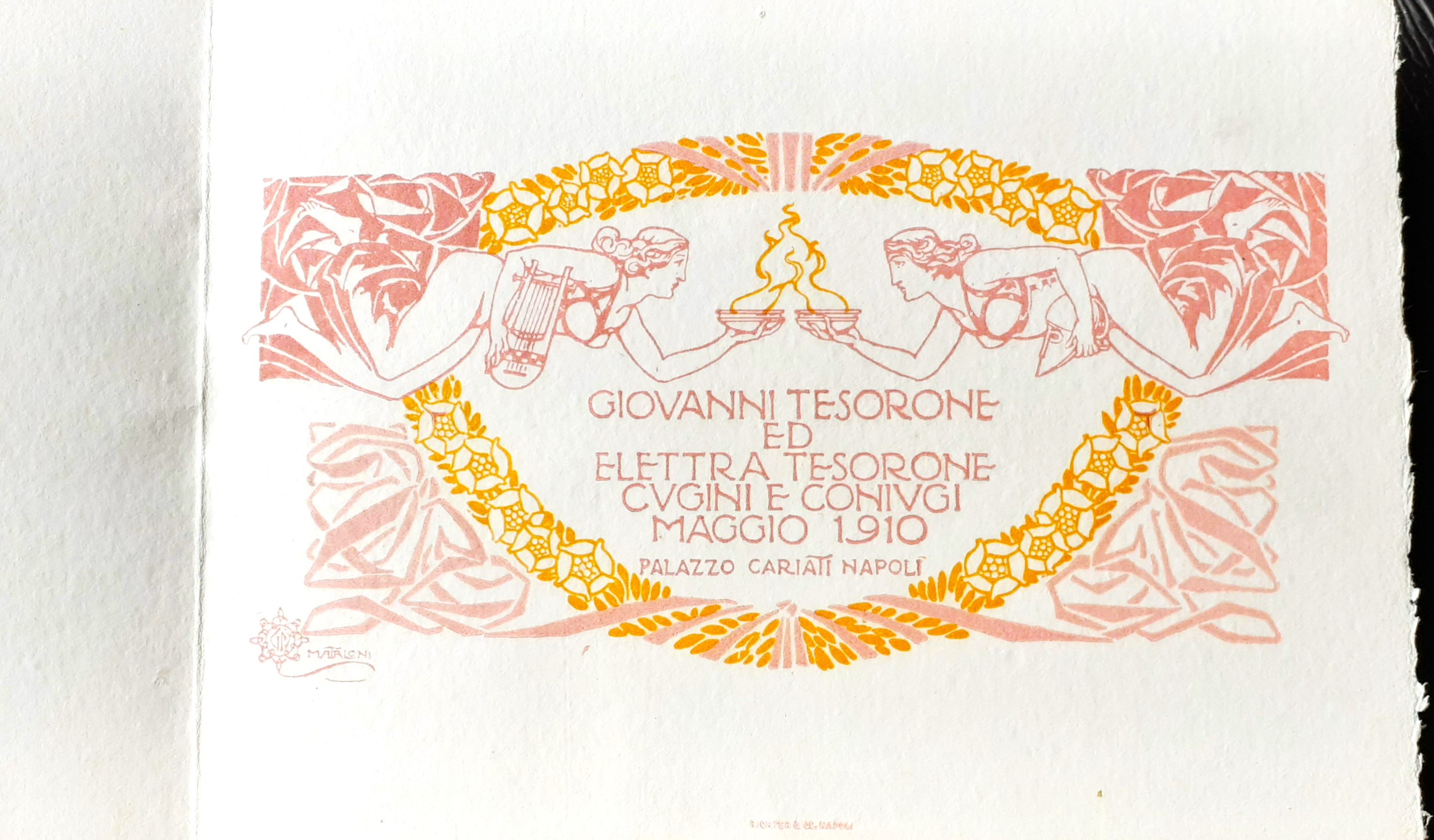 Annuncio Nozze Giovanni Tesorone ed Elettra Tesorone Napoli Palazzo Cariati …