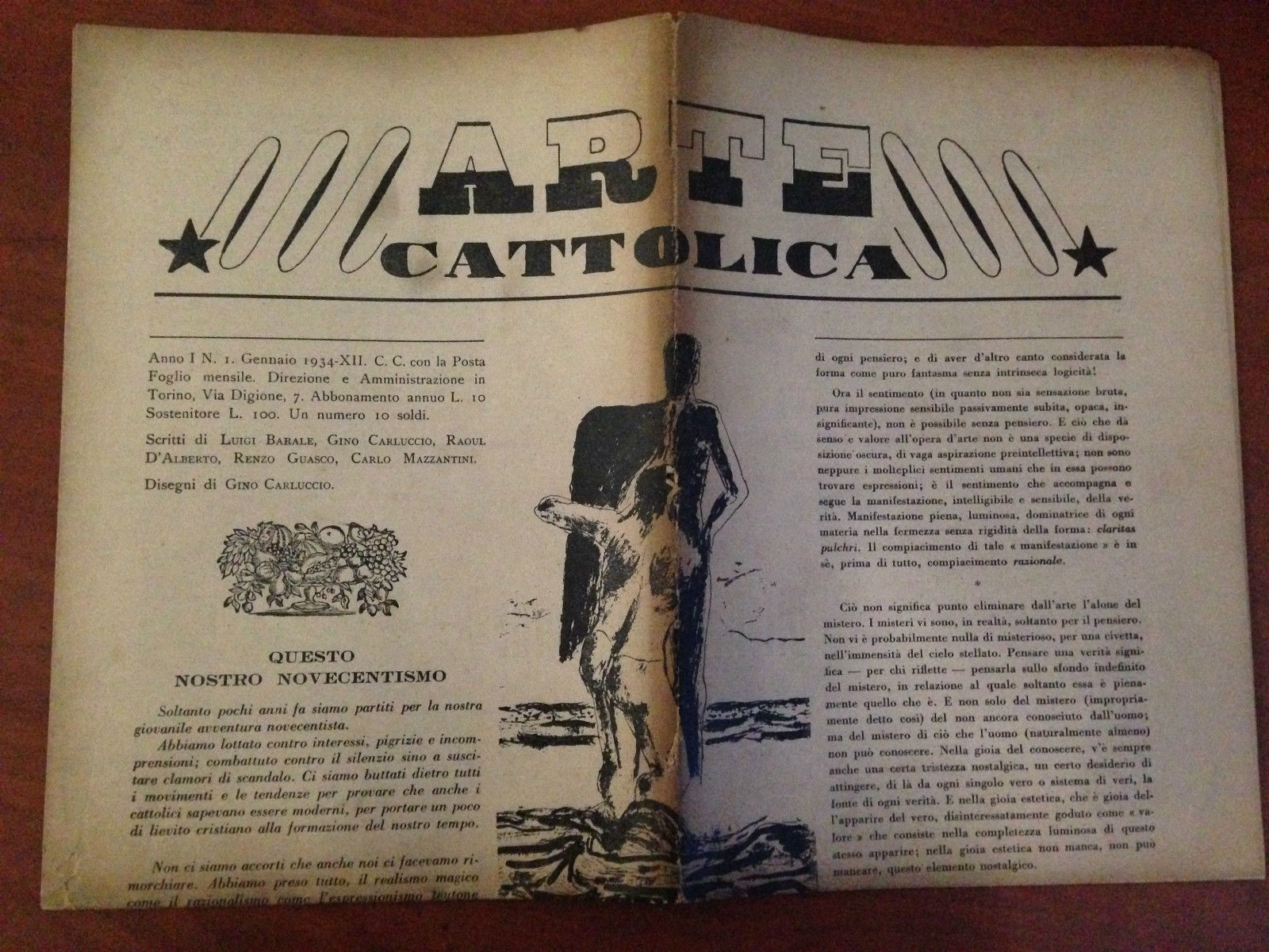 Arte Cattolica Anno I n ^ 1 Gennaio 1934 Direttore …