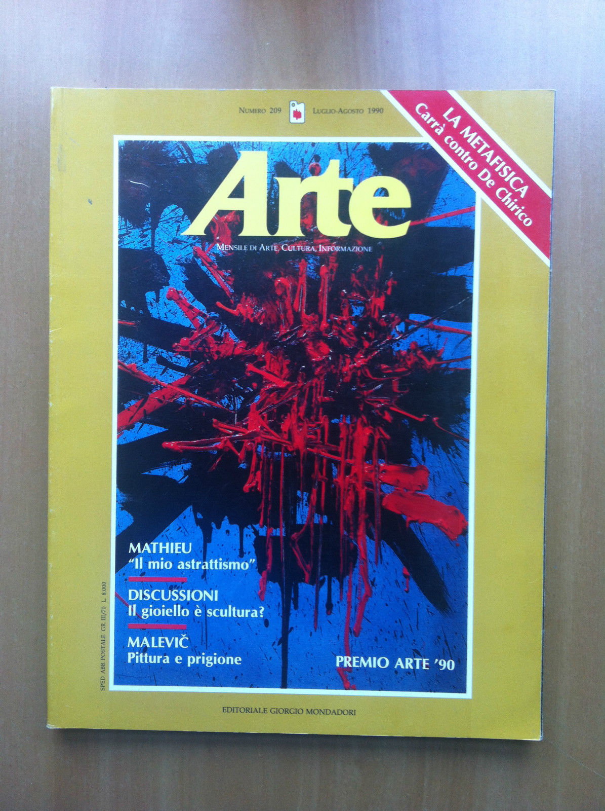 ARTE n^ 209 Luglio/Agosto 1990 Cover: Georges Matthieu - E18601
