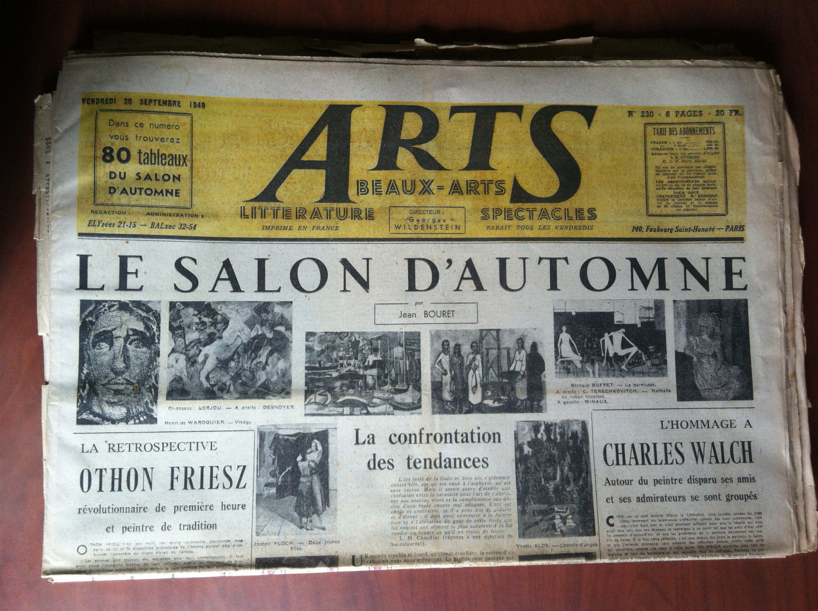 ARTS Beaux-Arts Litterature Spectacles 30 September 1949 n^ 229 Paris …