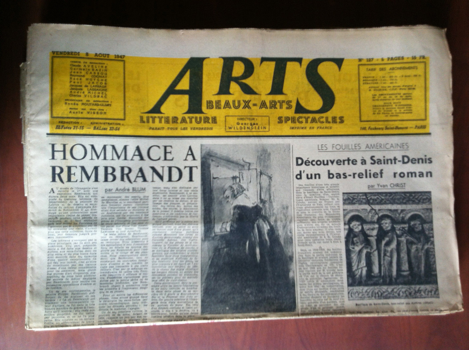 ARTS Beaux-Arts Litterature Spectacles 8 Aout 1947 n^ 127 Paris …