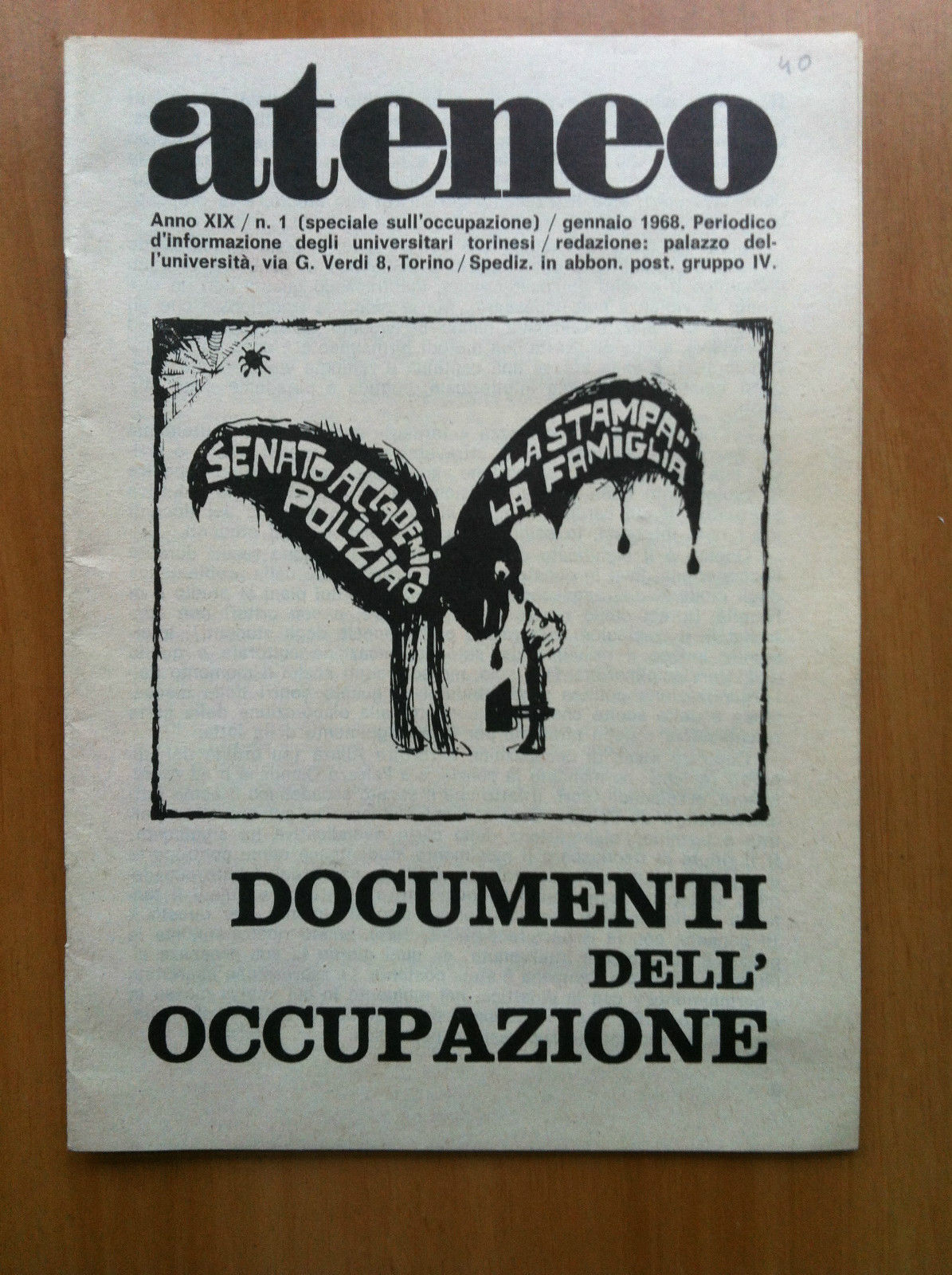 Ateneo Anno XIX n^ 1 Gennaio 1968 Documenti dell'occupazione - …