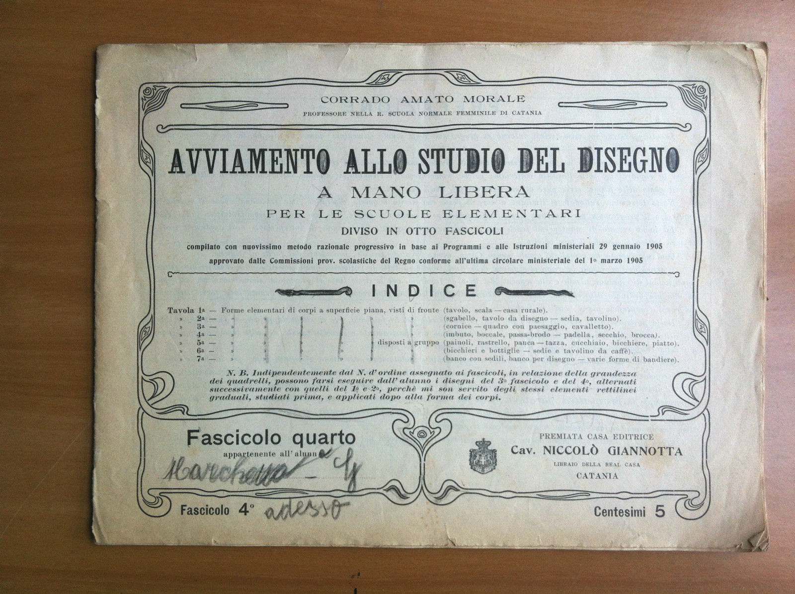 Avviamento allo studio del disegno a mano libera Fascicolo 4^ …