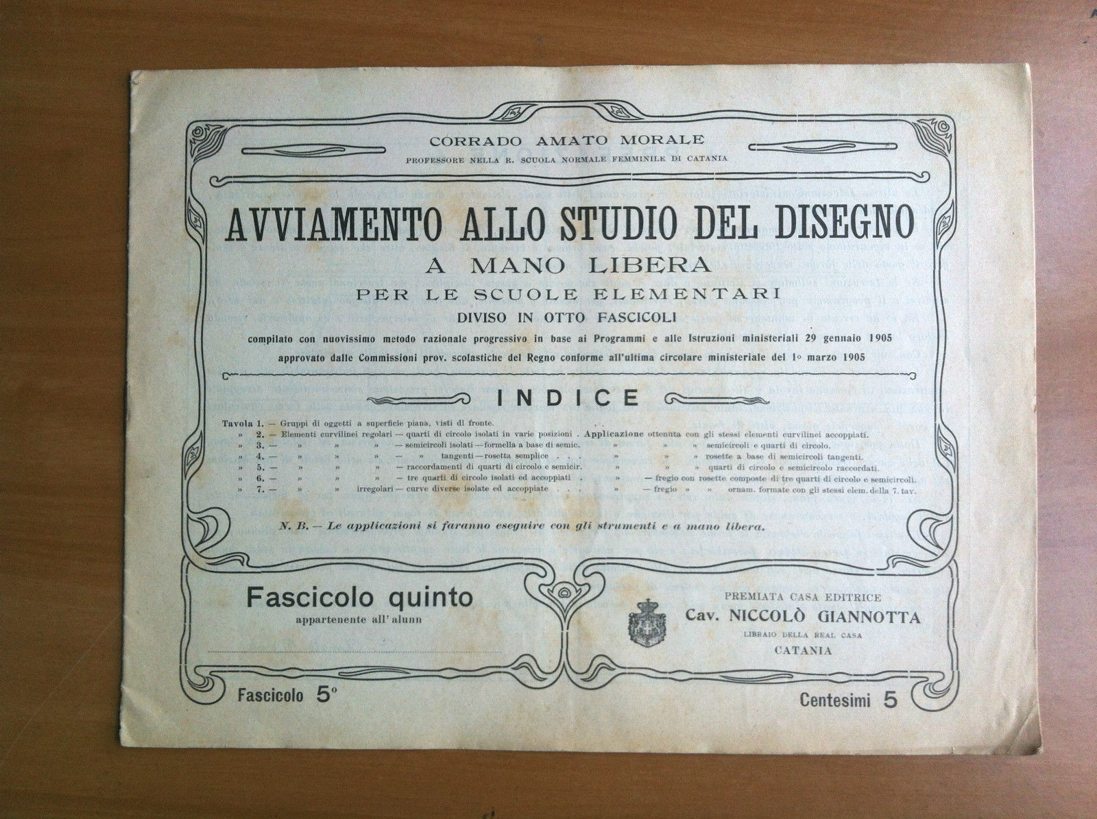 Avviamento allo studio del disegno a mano libera Fascicolo 5^ …