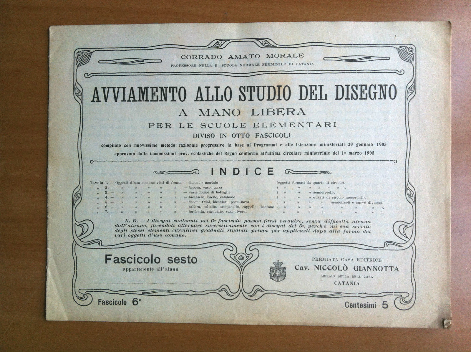 Avviamento allo studio del disegno a mano libera Fascicolo 6^ …