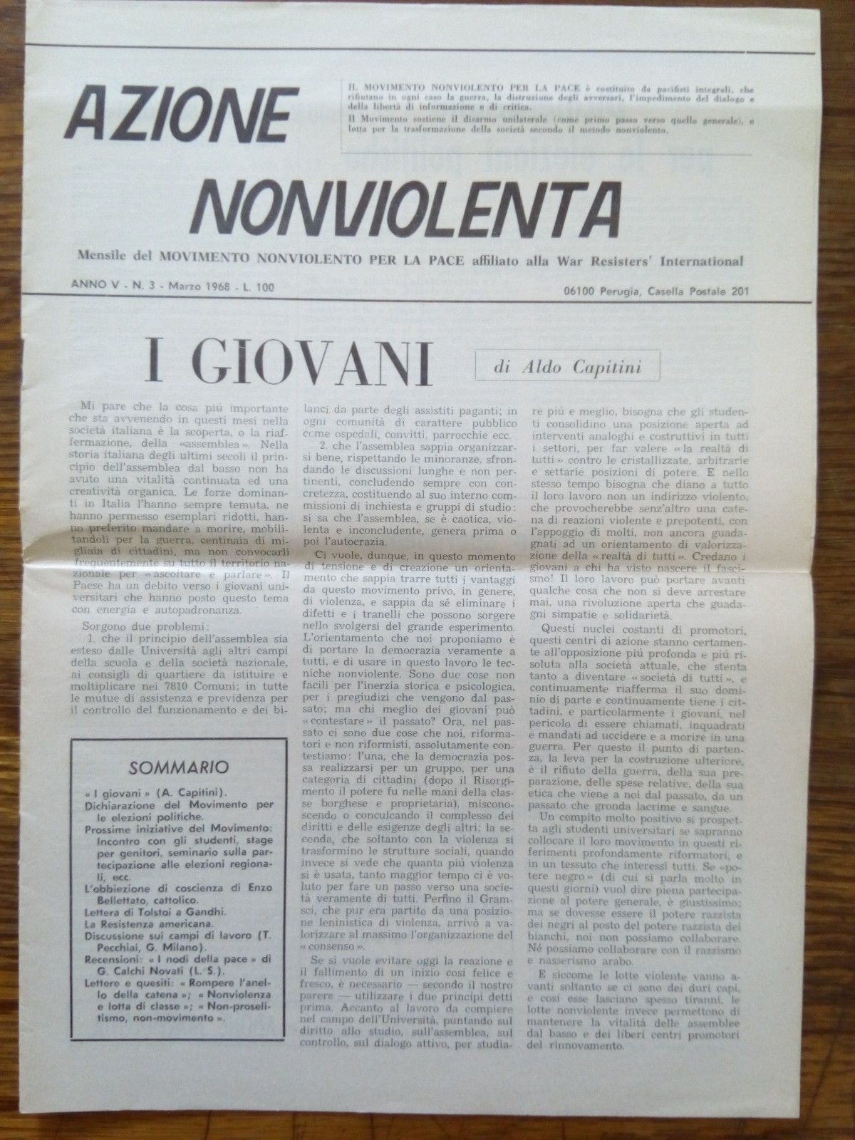Azione Nonviolenta mensile del movimento - Marzo 1968
