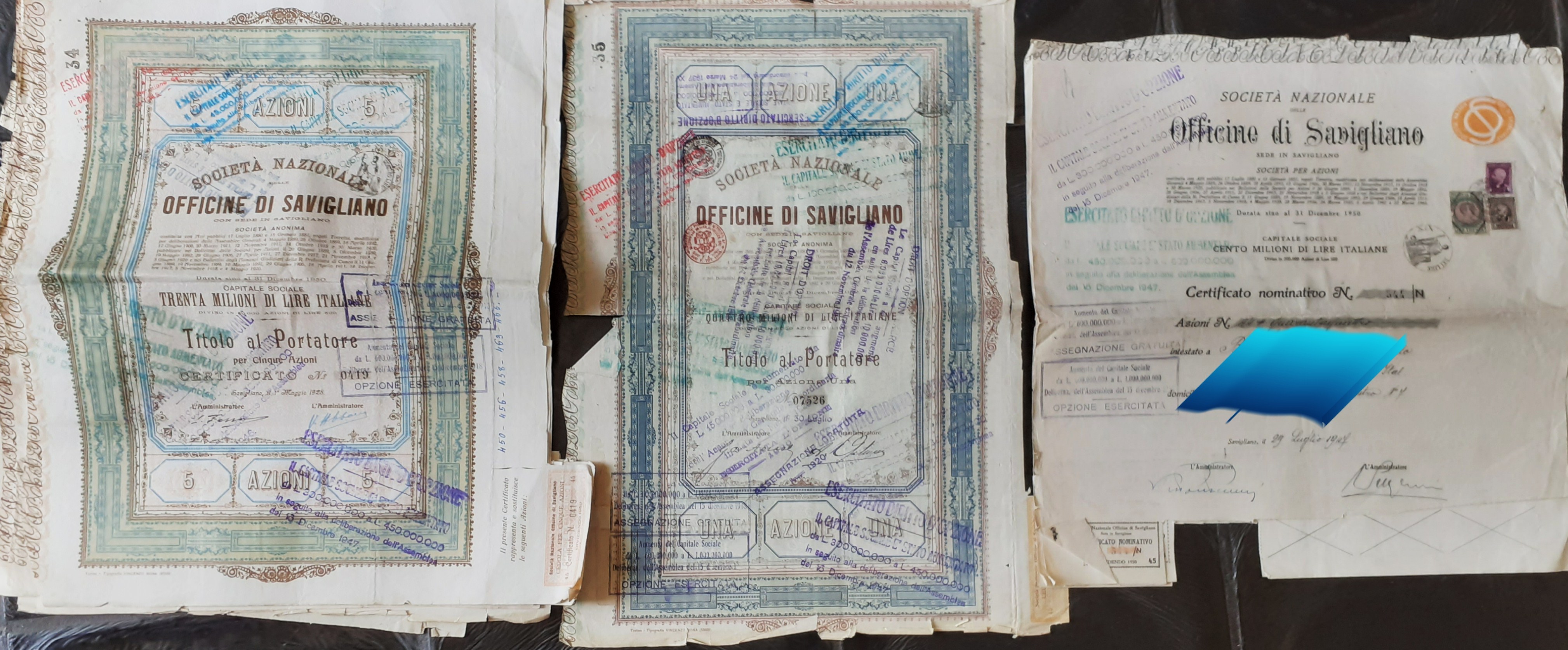 Azioni Officine di Savigliano anni '30 e '40