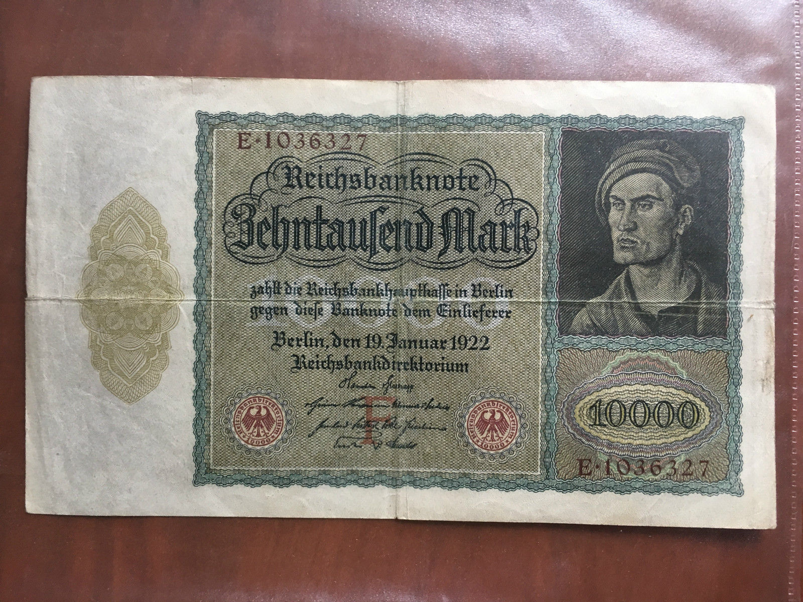 Banconota originale 10.000 Marchi Tedeschi 1922- E22015