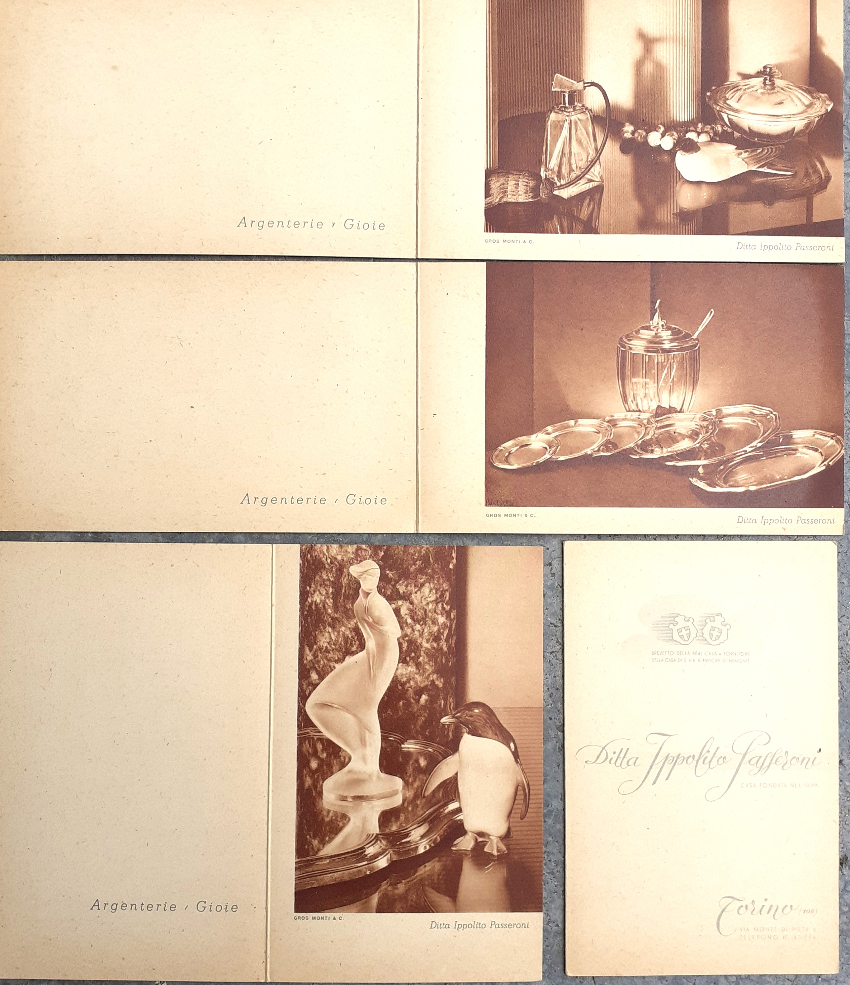 Biglietti da visita Ditta Ippolito Passeroni Argenterie-Gioie, anni '30 ca.