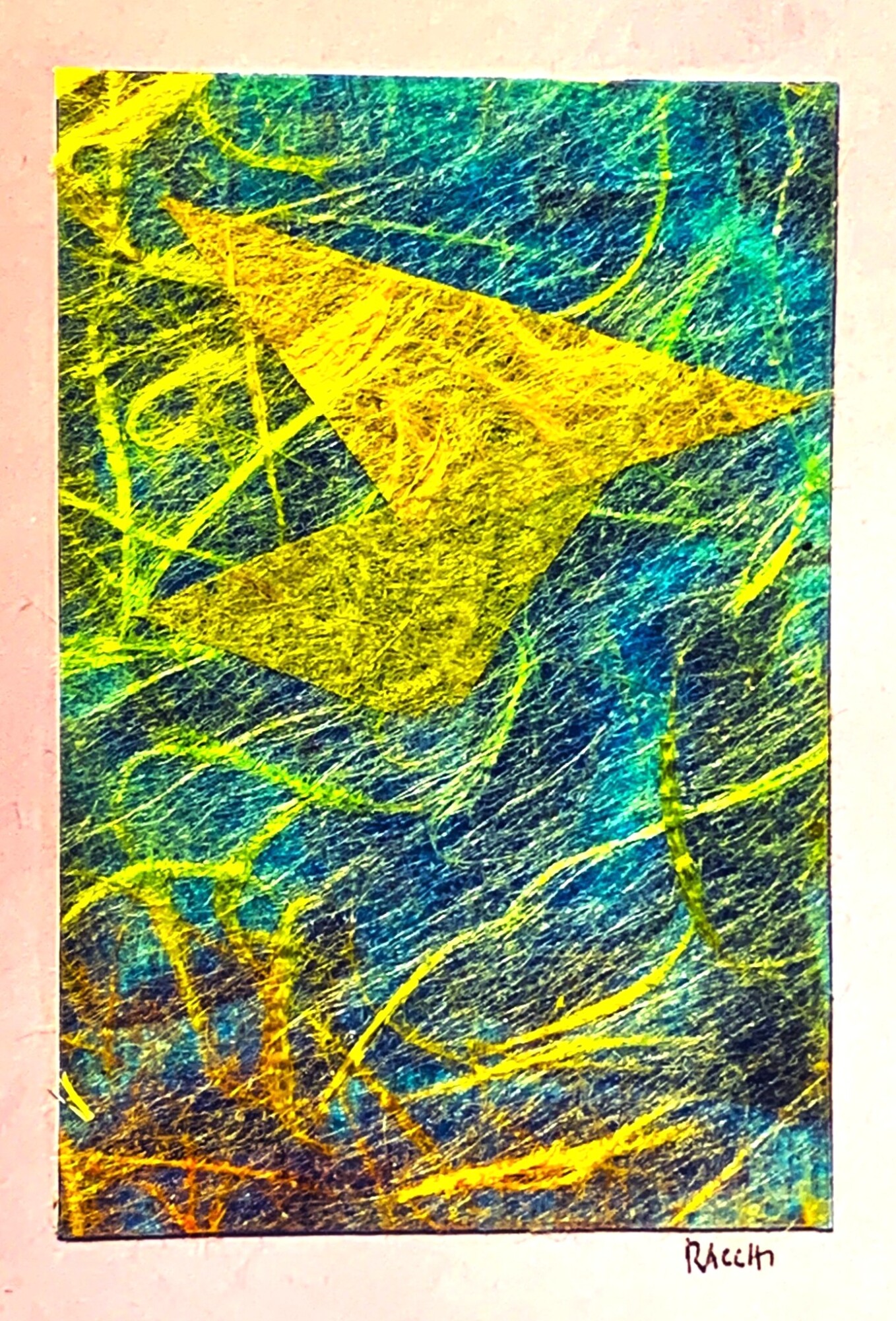 Biglietto d'auguri d'artista di Aldo Racchi anni '90