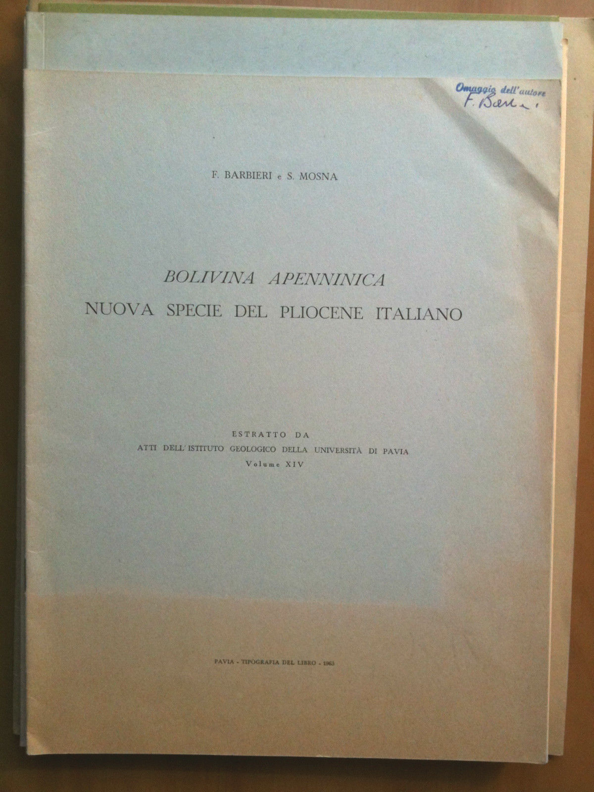 Bolivina appenninica nuova specie Pliocene italiano 1963