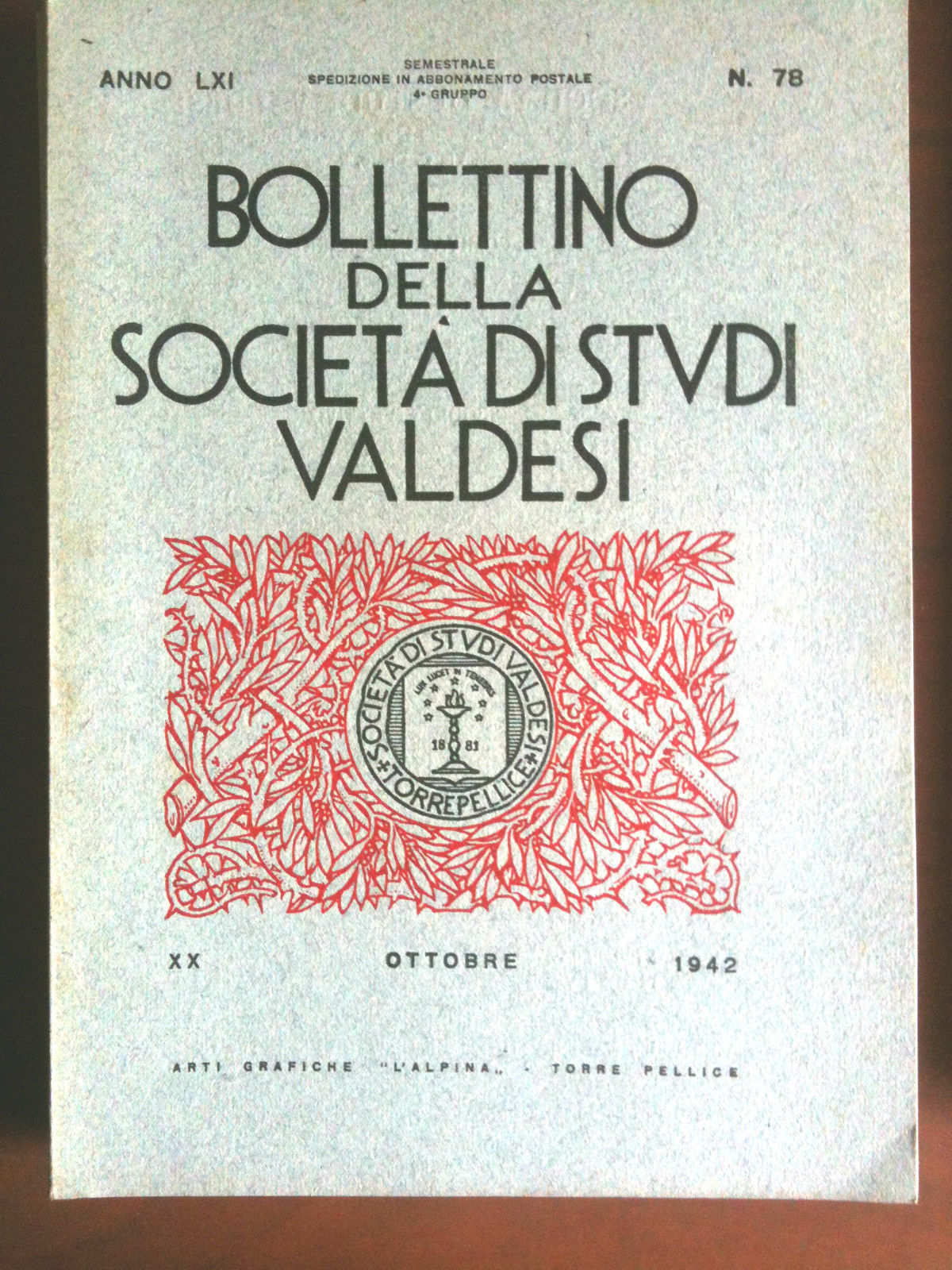 Bollettino della Società di Studi Valdesi n^ 78 Ottobre 1942