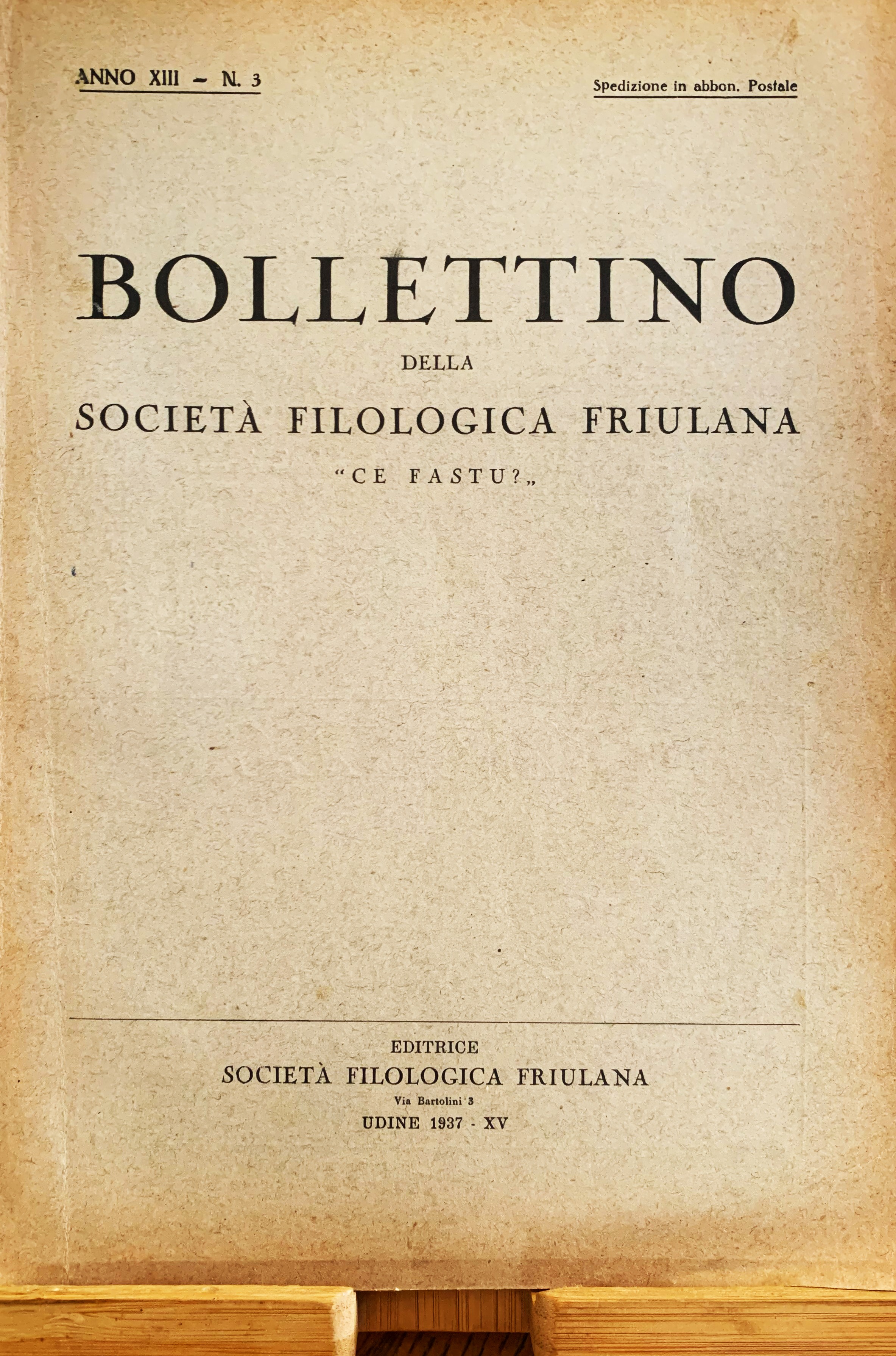 Bollettino della Società Filologica Friulana "G. I. Ascoli" ("Ce fastu?")