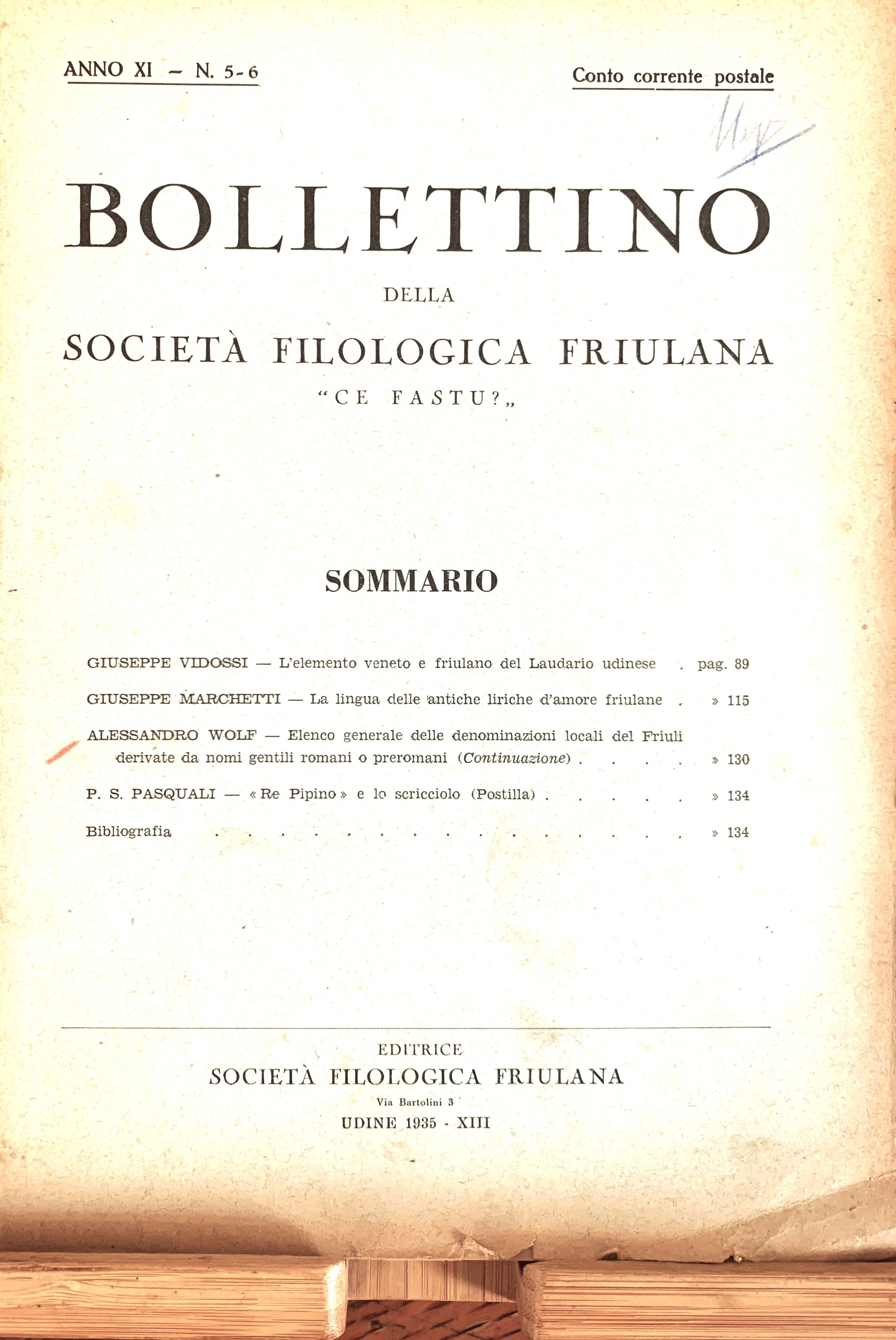 Bollettino della Società Filologica Friulana "G. I. Ascoli" ("Ce fastu?")
