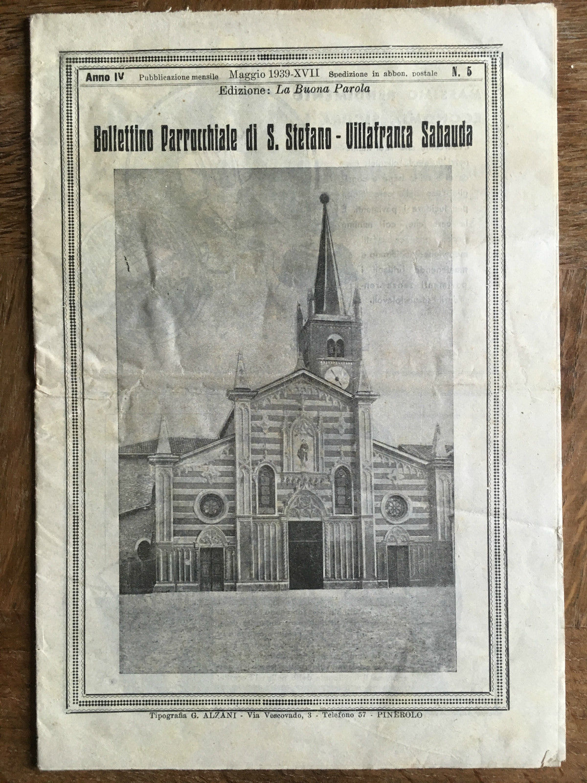 Bollettino Parrocchiale di S. Stefano Villafranca Sabauda 1939- E21970