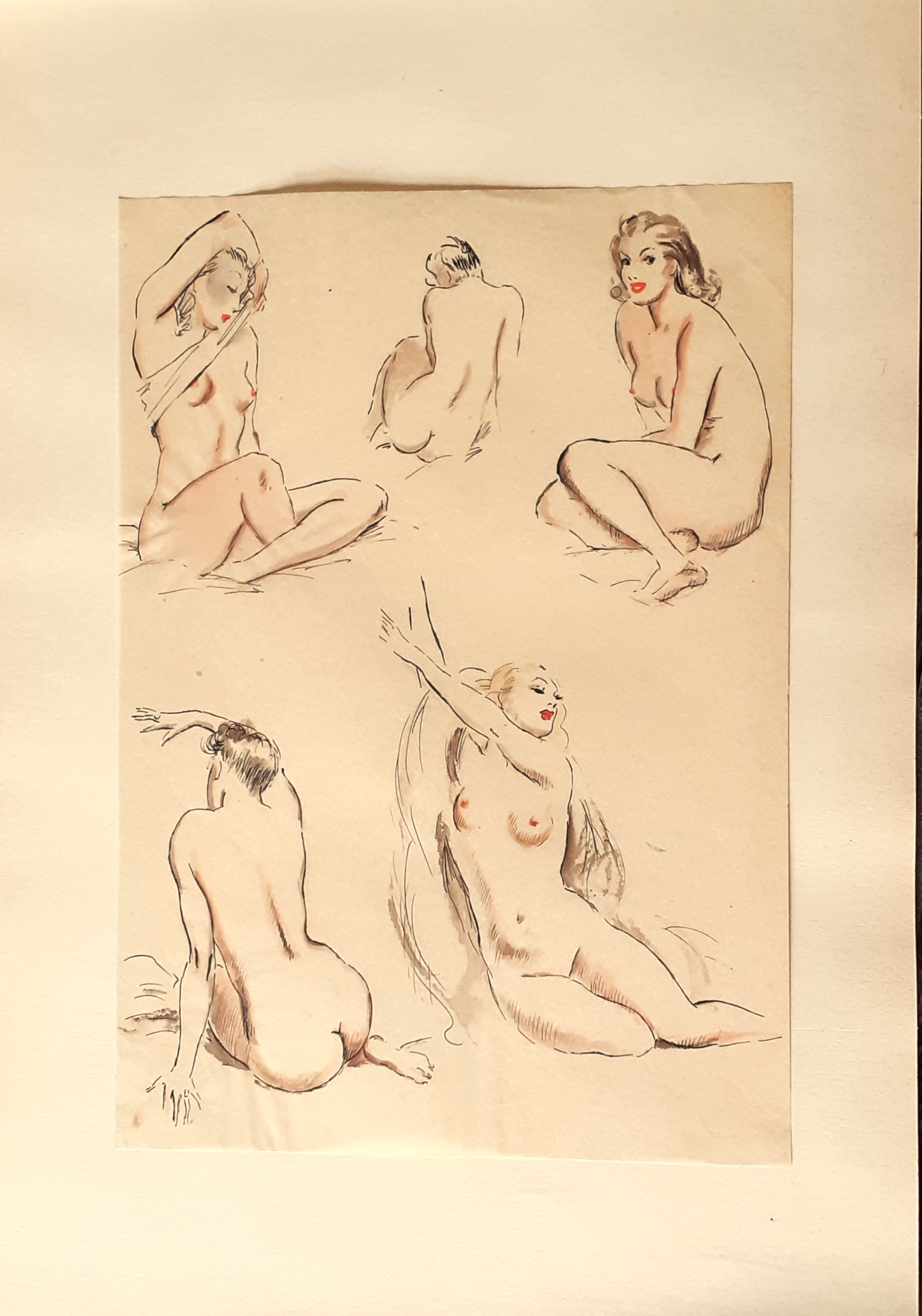 Bozzetto pin-up 1950 autore sconosciuto