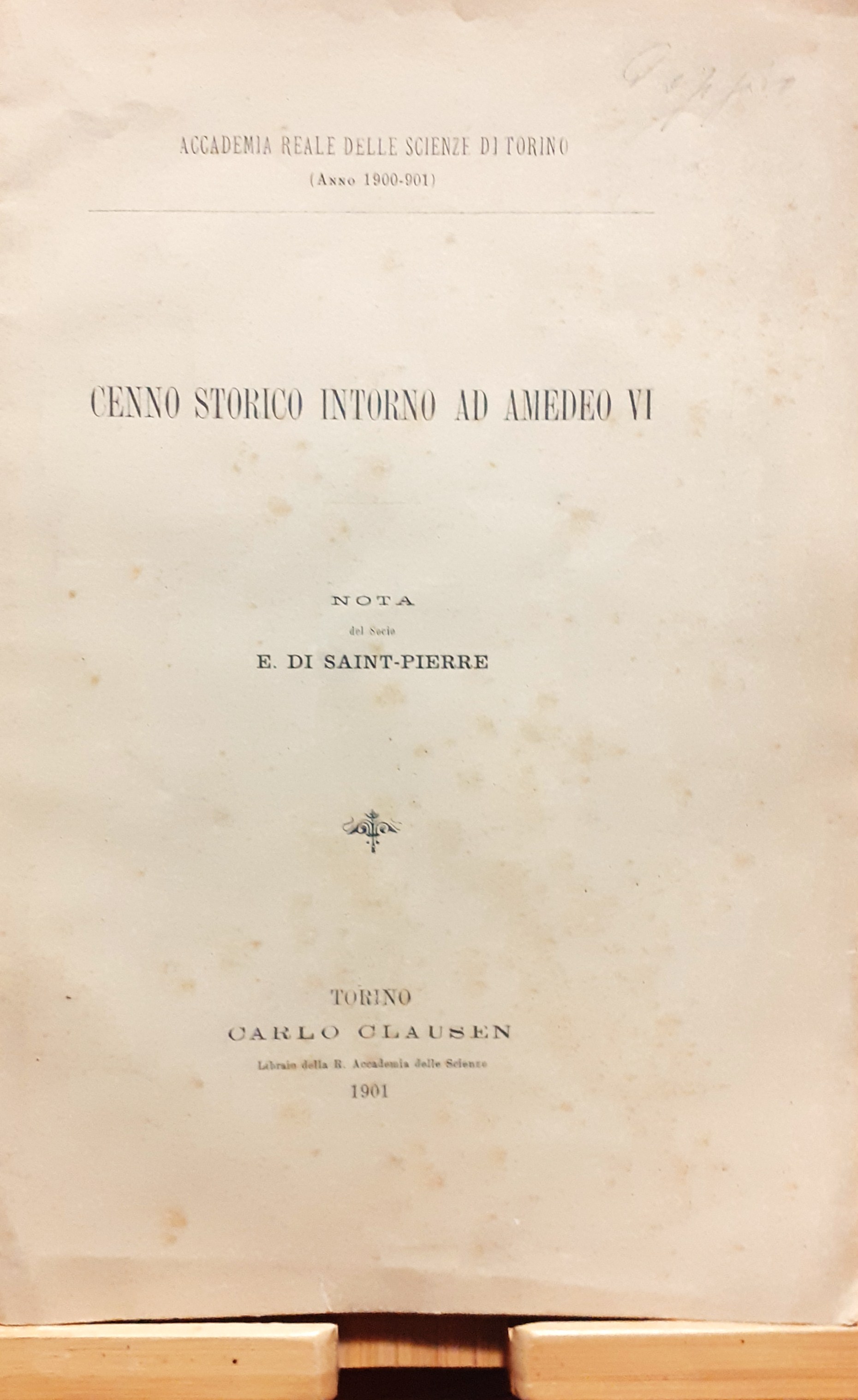 Brossura - Cenno Storico intorno ad Amedeo VI Torino 1901