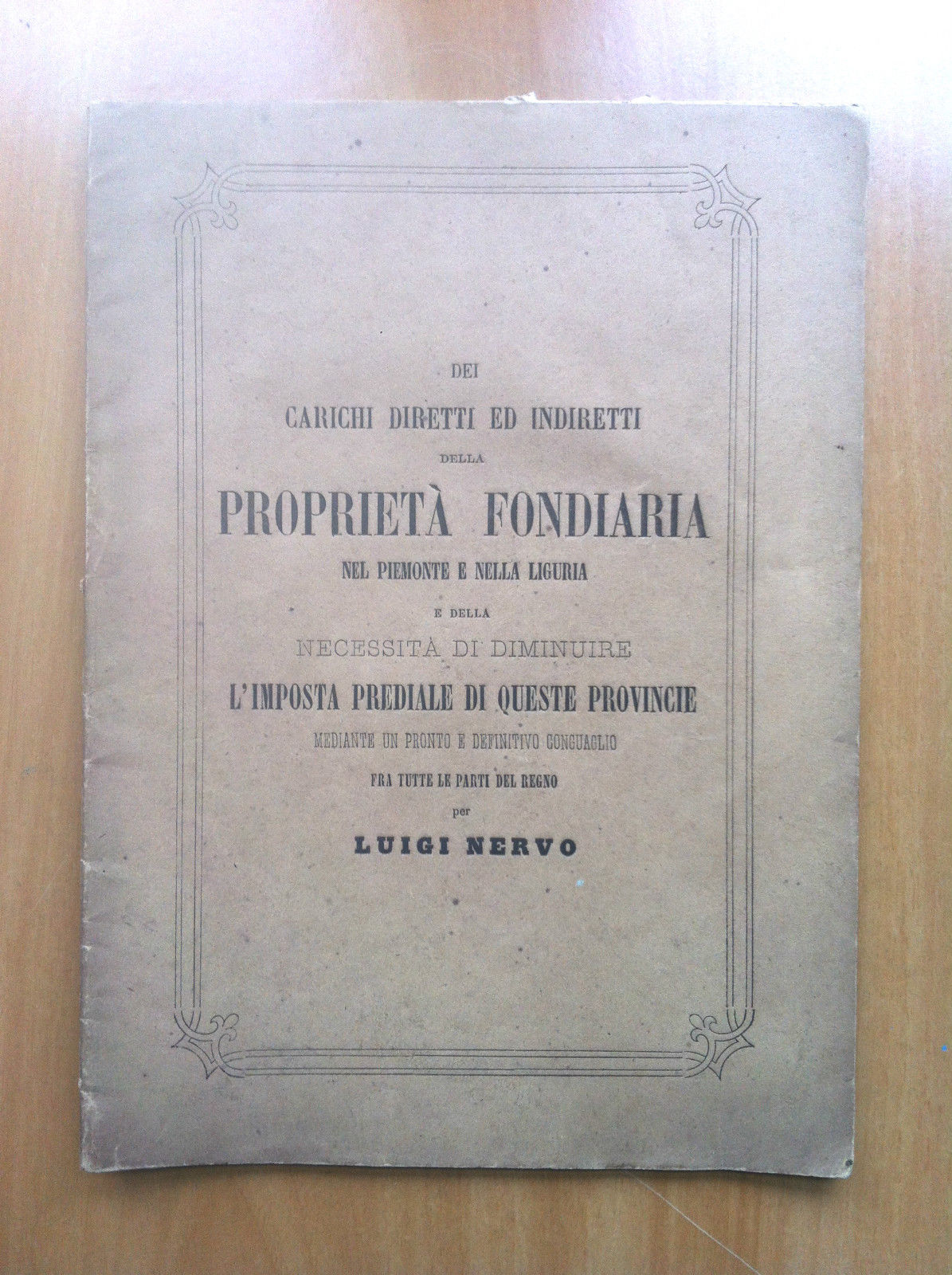Brossura Carichi diretti e indiretti della proprietà fondiaria 1865 - …
