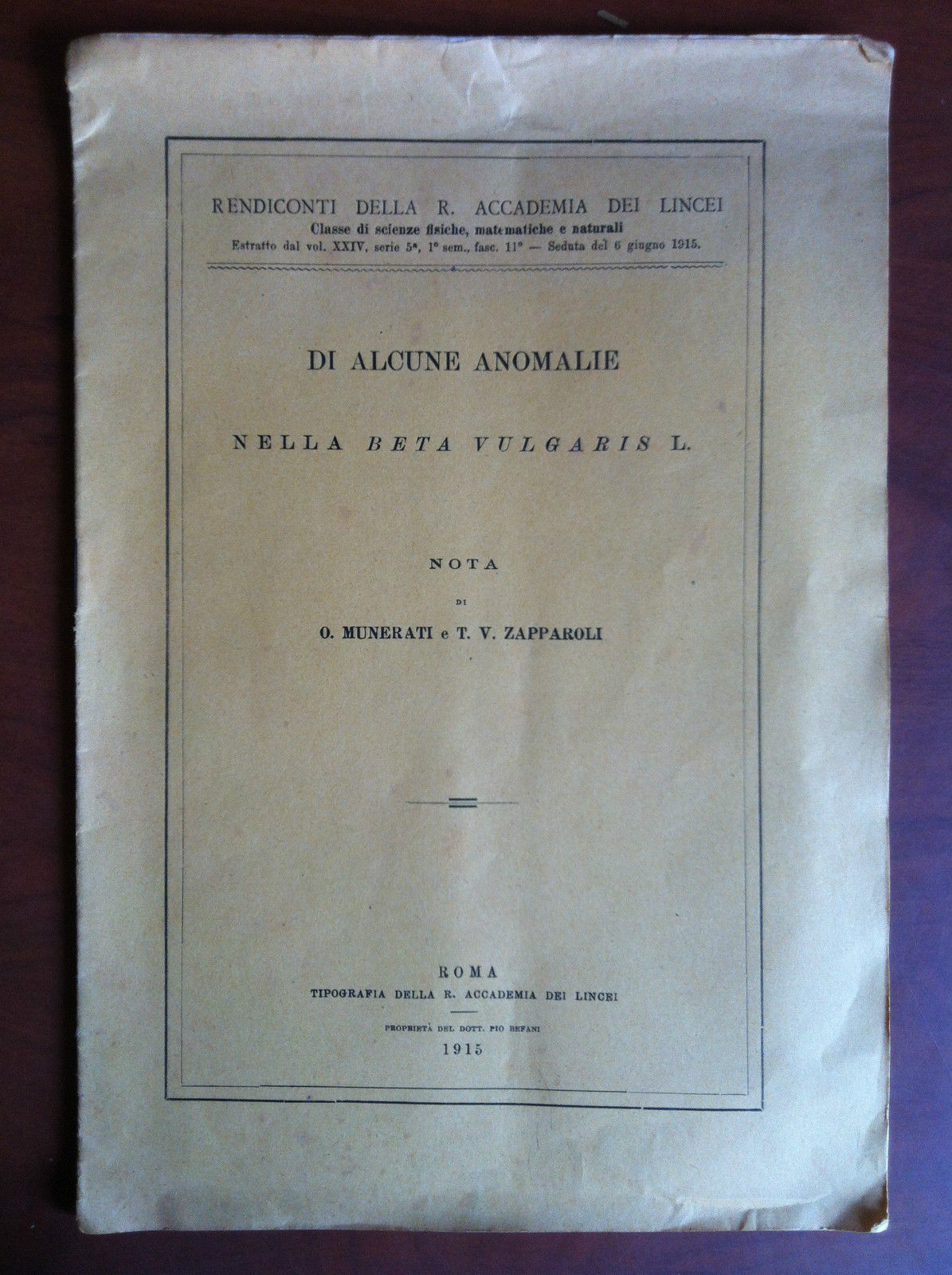 Brossura di alcune anomalie nella Beta Vulgaris L. 1915 - …