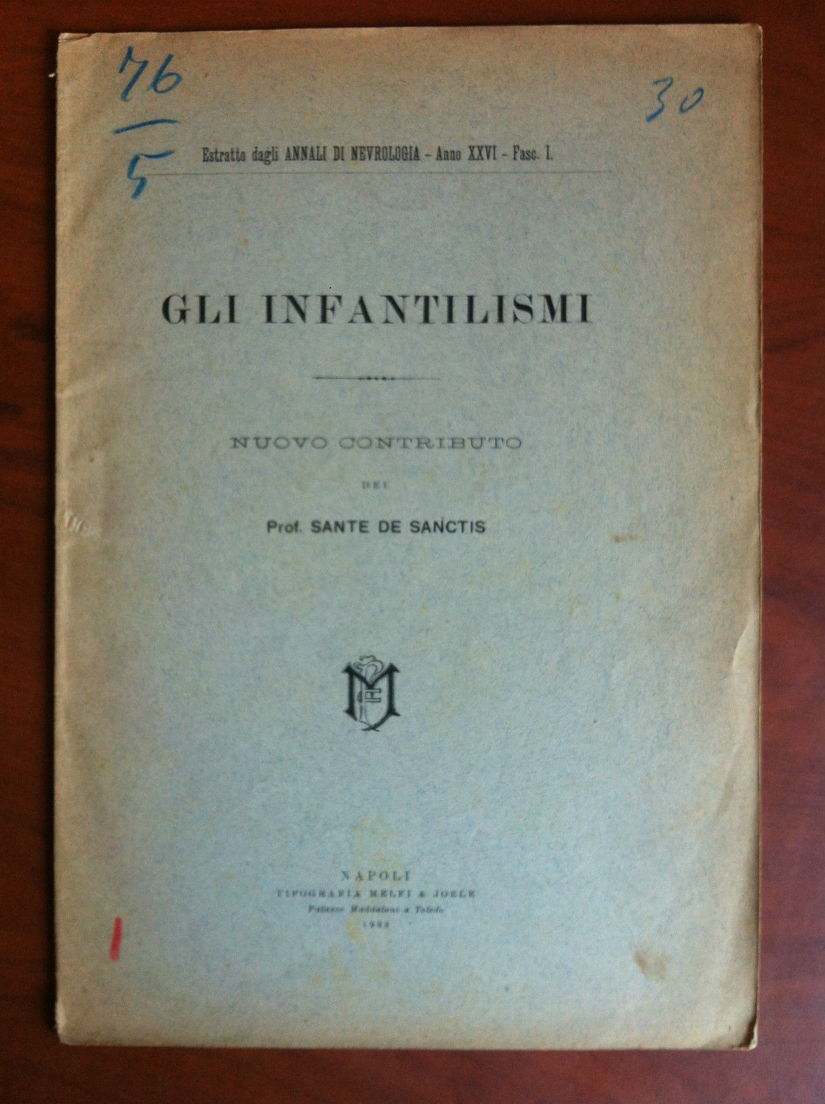 Brossura Gli infantilismi De Sanctis 1908 - E17826