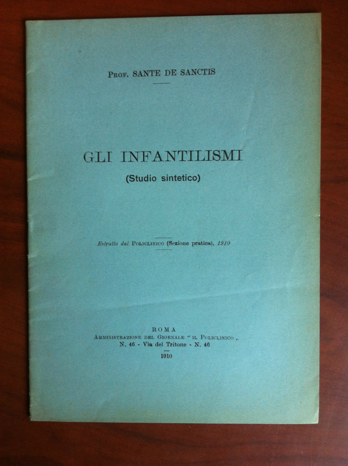 Brossura Gli infantilismi studio sintetico De Sanctis 1910 - E17827