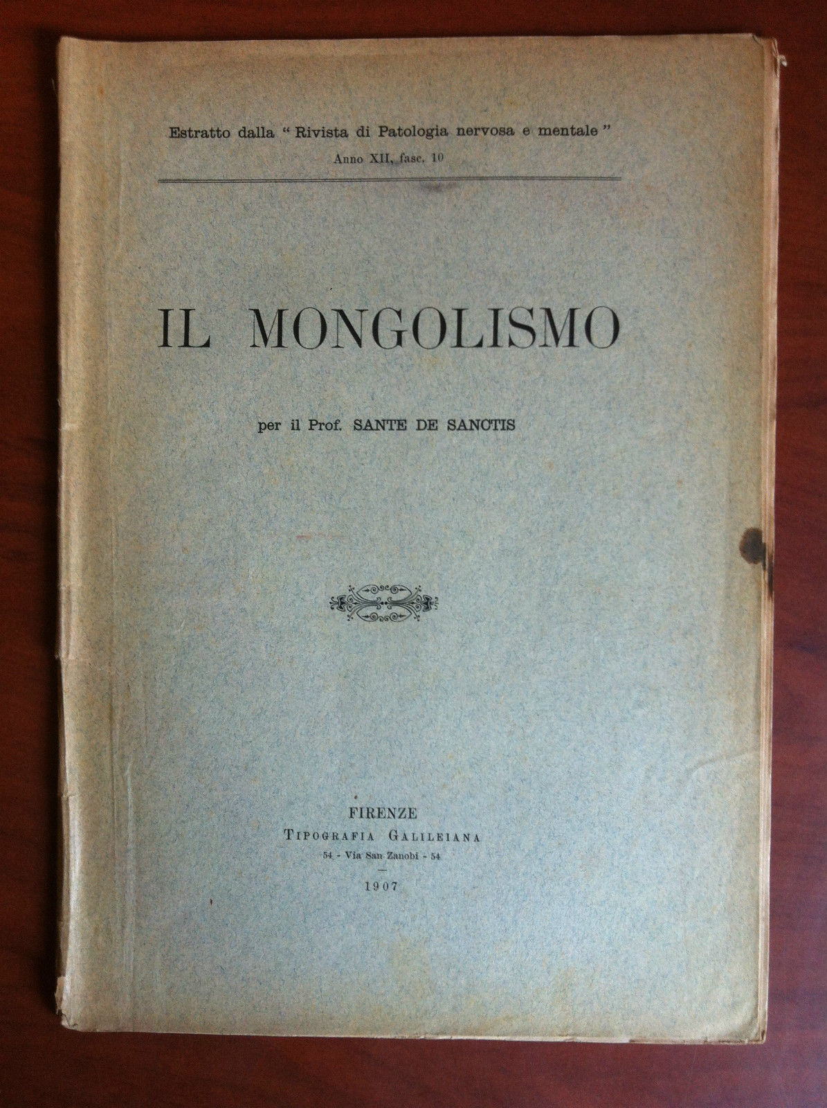 Brossura Il Mongolismo Prof De Sanctis 1907 - E17830