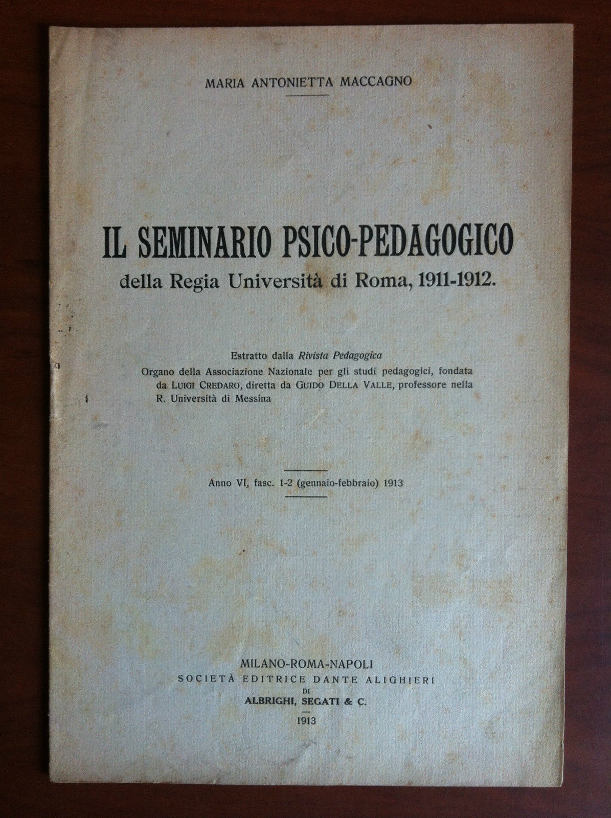 Brossura Il seminario psico-pedagogico M.A. Maccagno 1913 - E17808