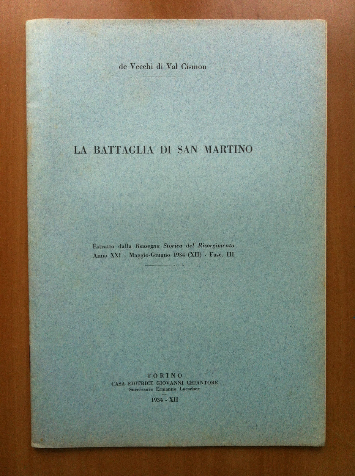 Brossura La battaglia di San Martino de Vecchi di val …