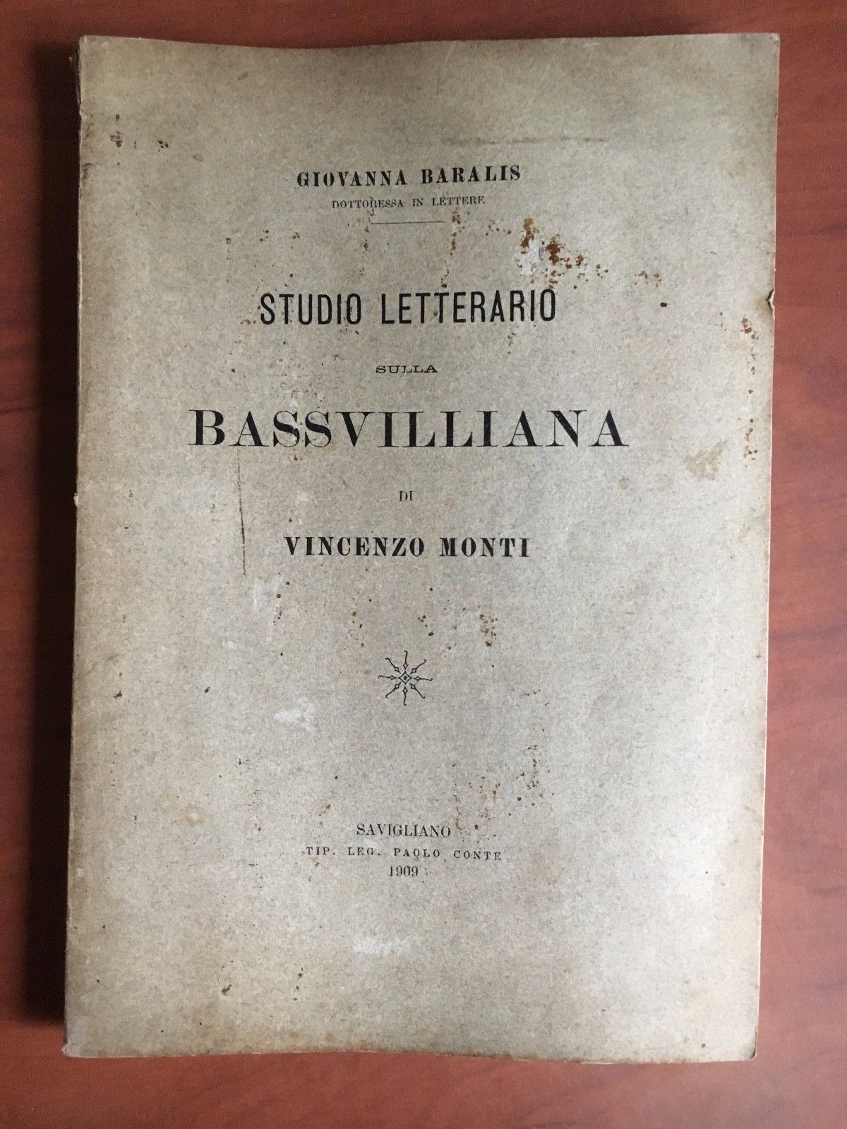 Brossura Studio letterario sulla Bassvilliana Vincenzo Monti 1909 - E22398