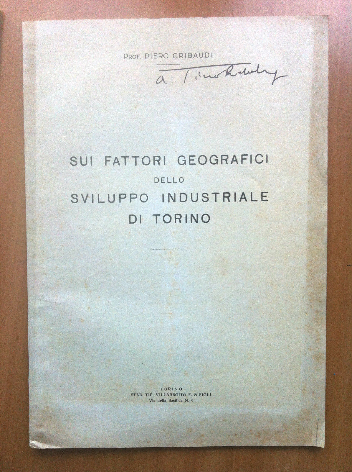 Brossura Sui fattori geografici dello sviluppo industriale Torino 1932-33 E16540