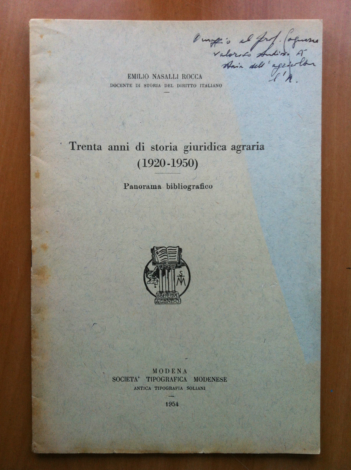 Brossura Trent'anni di storia giuridica agraria (1920-1950) Nasalli 1954- E15771