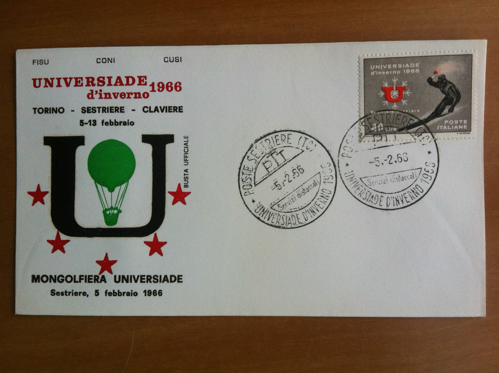 Busta originale Universiade cerimonia d'apertura 5 Febbraio 1966 - E19431