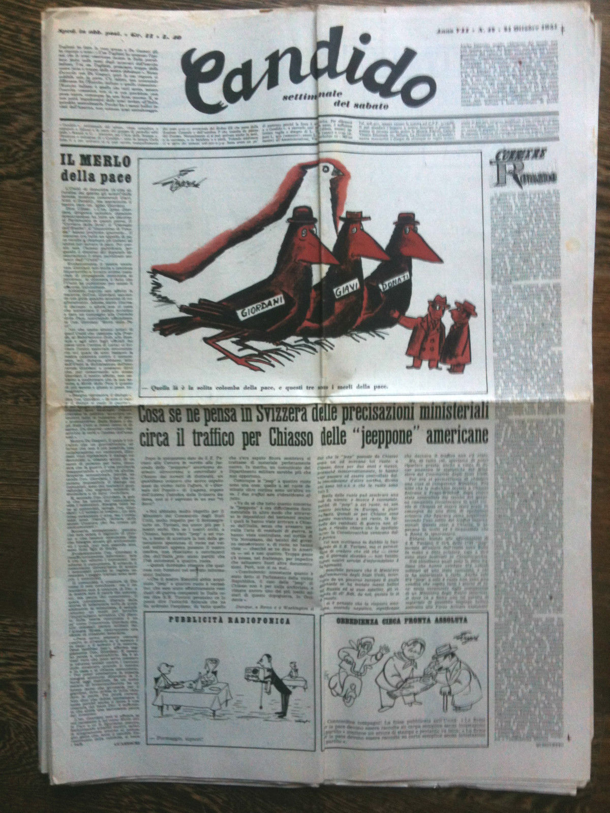 Candido Anno VII n^ 42- 21 Ottobre 1951 Direttore Giovannino …