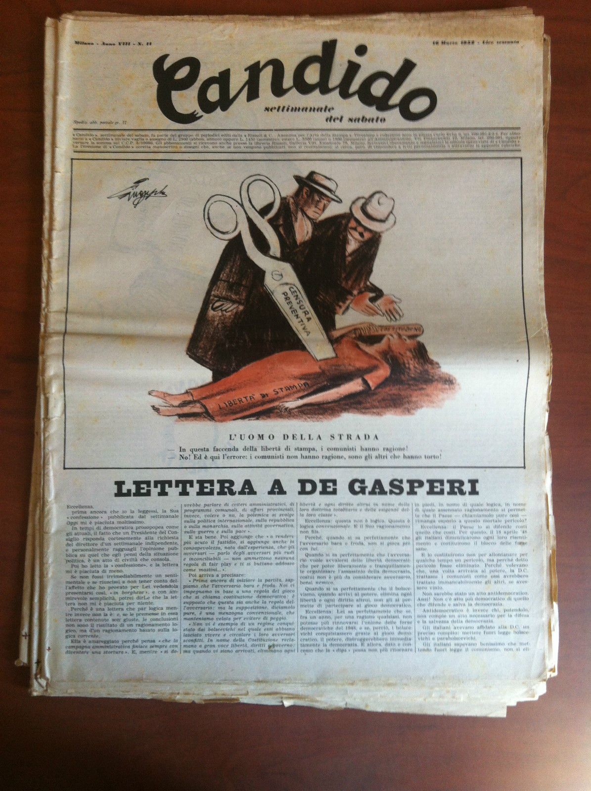 Candido Anno VIII n^ 11 - 16 Marzo 1952 Direttore …