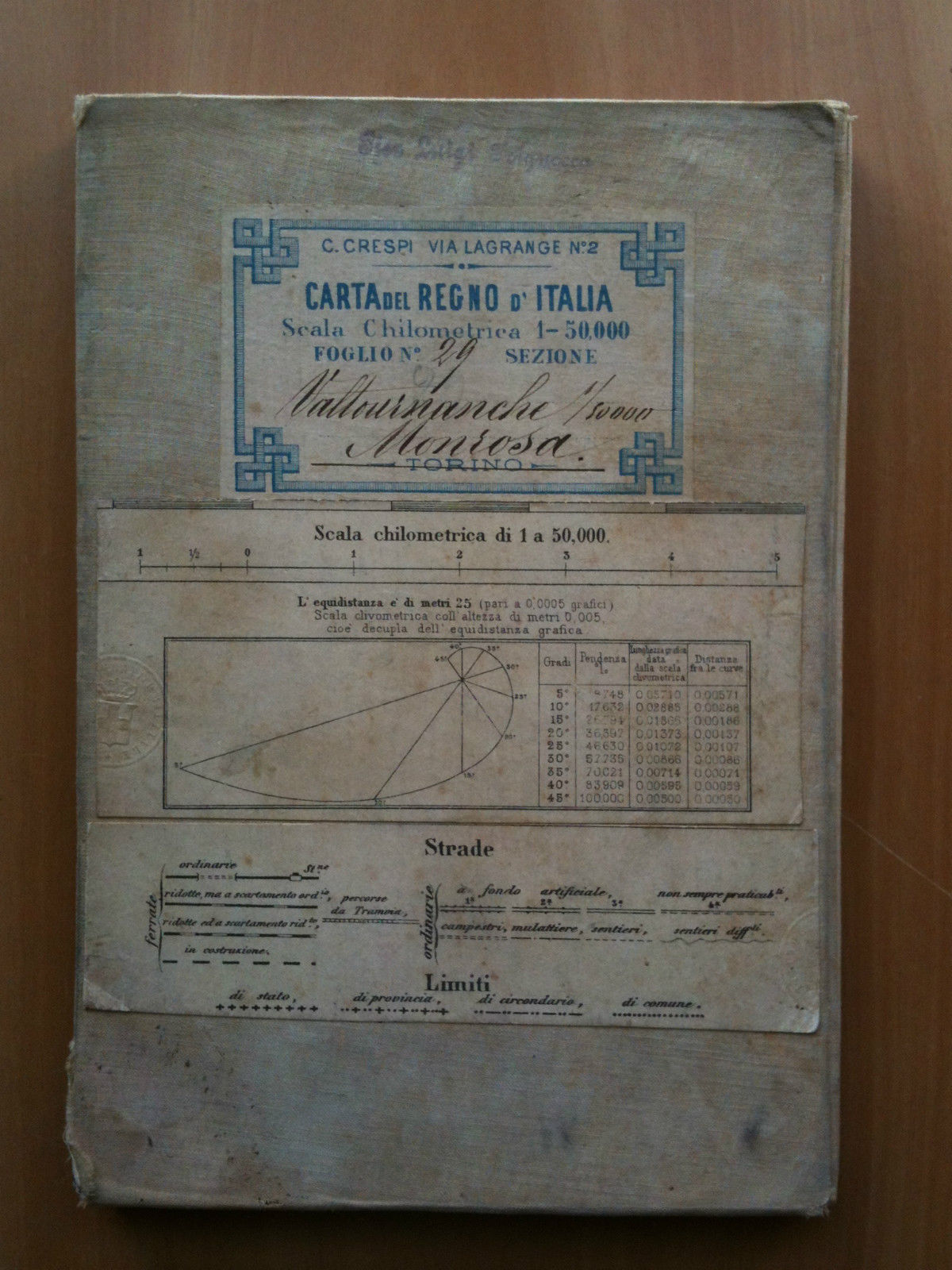 Carta Geografica del Regno d'Italia Mollournanche Monrosa inizi '900