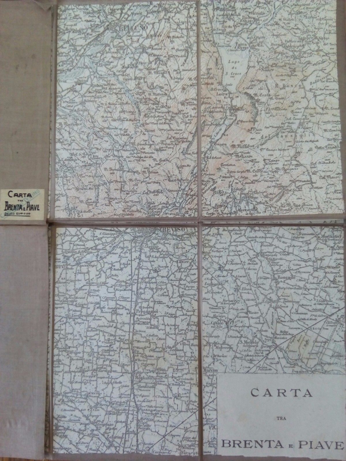 Carta geografica intelata Brenta e Piave Timbro Capitano Perino inizi …