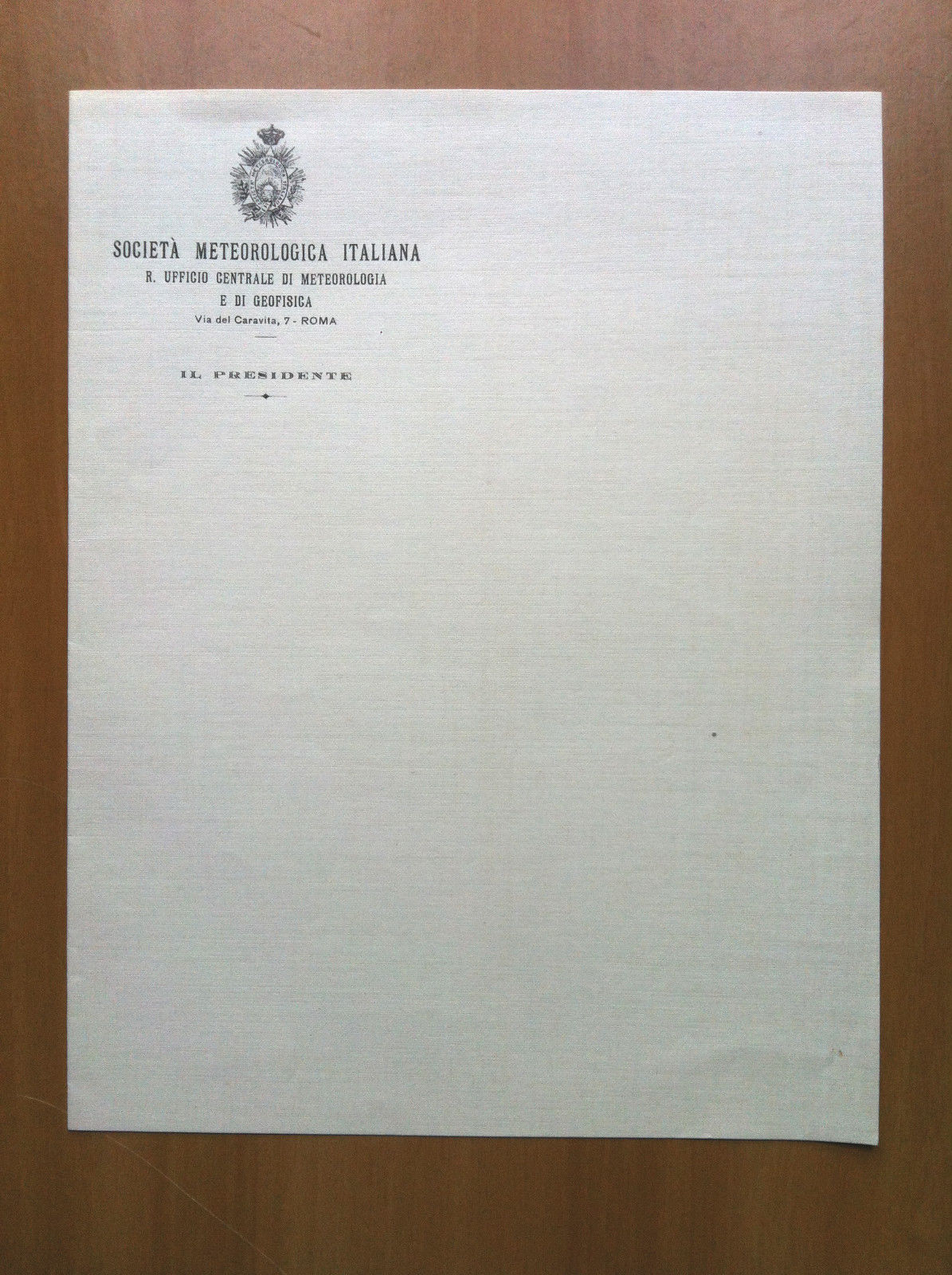 Carta intestata originale Società Meteorologica Italiana Il Presidente - E14244