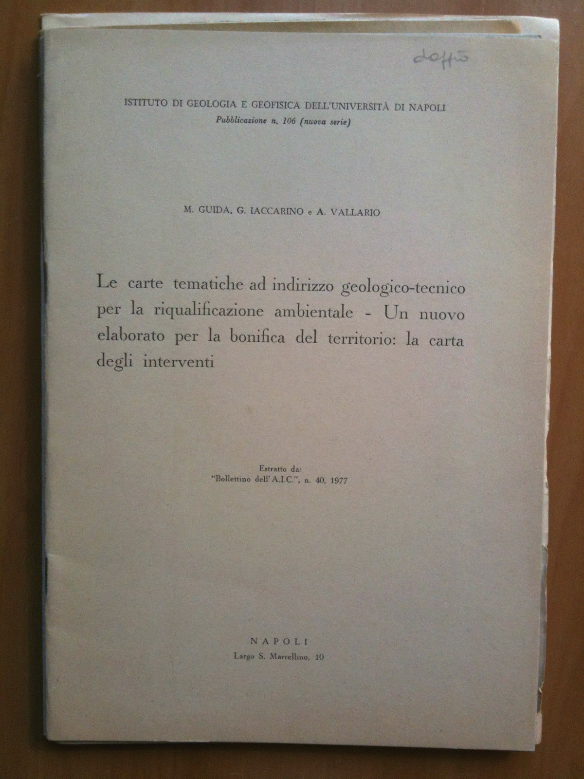 Carte riqualificazione ambientale bonifica territorio: carta interventi 1977