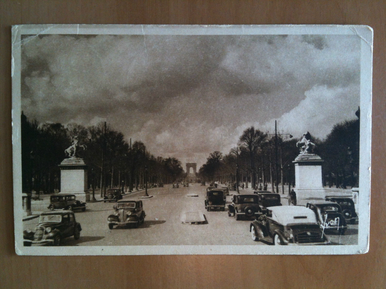 Cartolina Carte metà/demì '900 Paris Champs-Elysées Arc de Triomphe - …