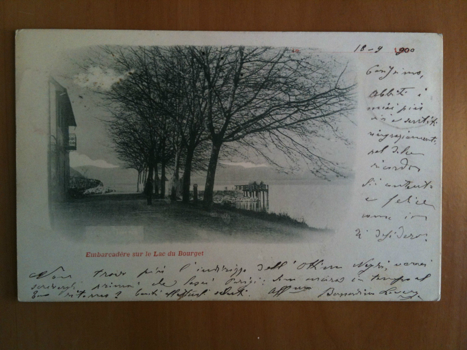 Cartolina/Carte postale inizi '900 Embarcadère su Lac Bourget - viaggiata