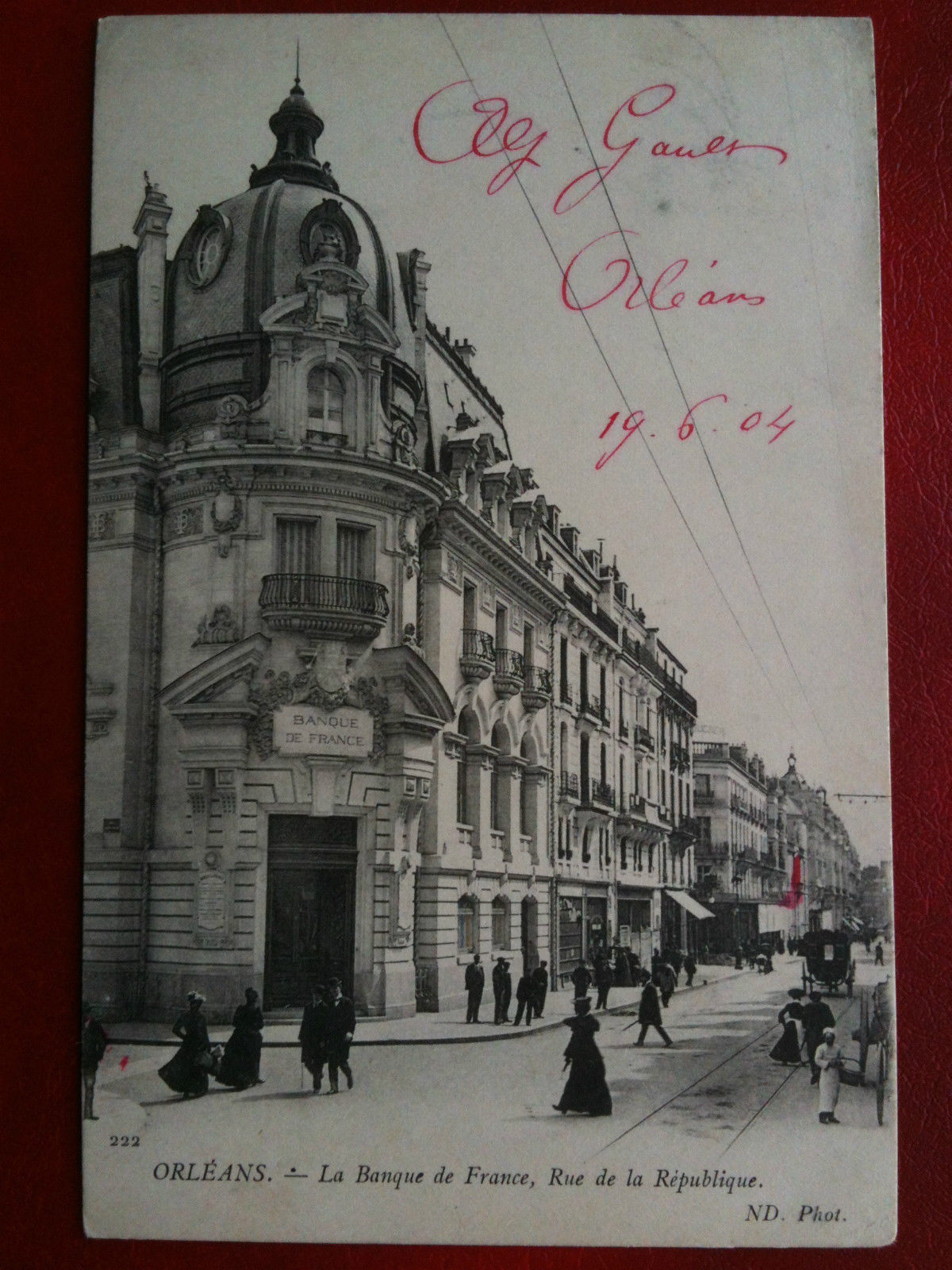 Cartolina/Carte postale inizi '900 Francia Orléans Banque de France - …