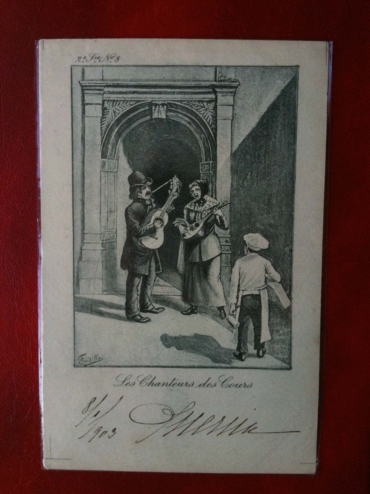 Cartolina/Carte postale inizi '900 Francia Paris Chanteurs Cours non viaggiata