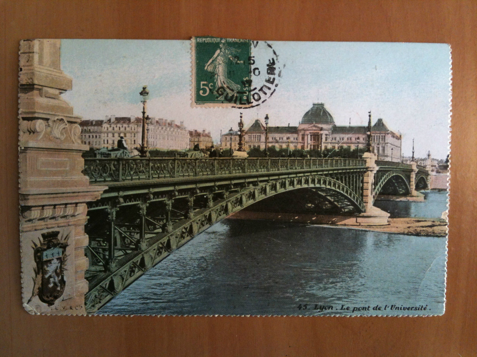 Cartolina/Carte postale inizi '900 Lyon Le pont de l'Université - …