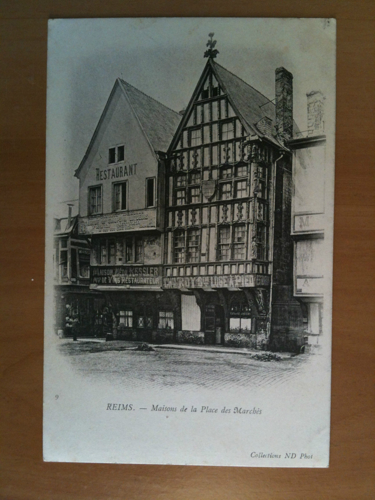 Cartolina/Carte postale inizi '900 Reims Maison de Place des Marchés …