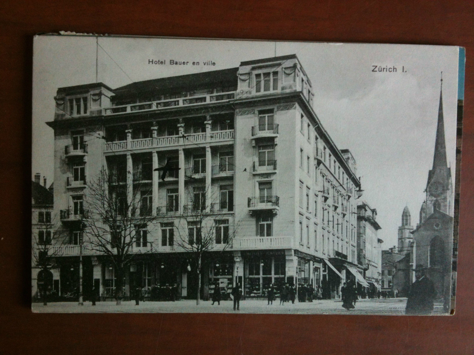 Cartolina/Carte postale inizi '900 Suisse Zurich Hotel Bauer en ville …