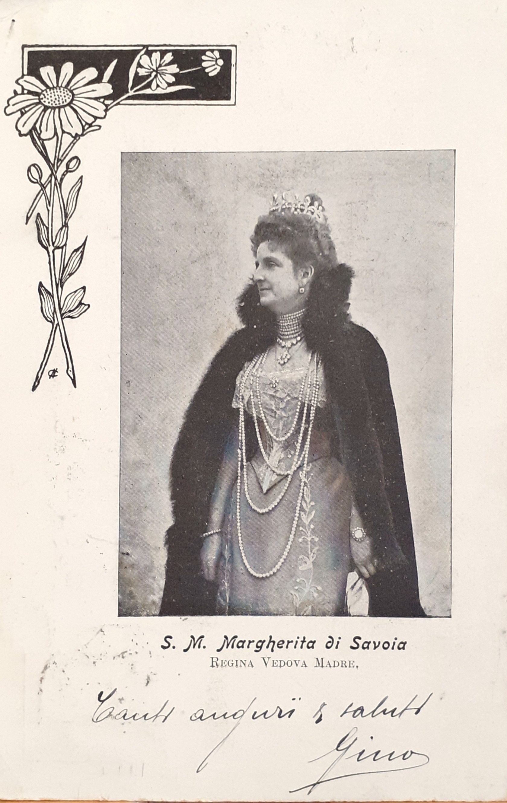 Cartolina commemorativa viaggiata S.M. Margherita di Savoia 1900 ca.