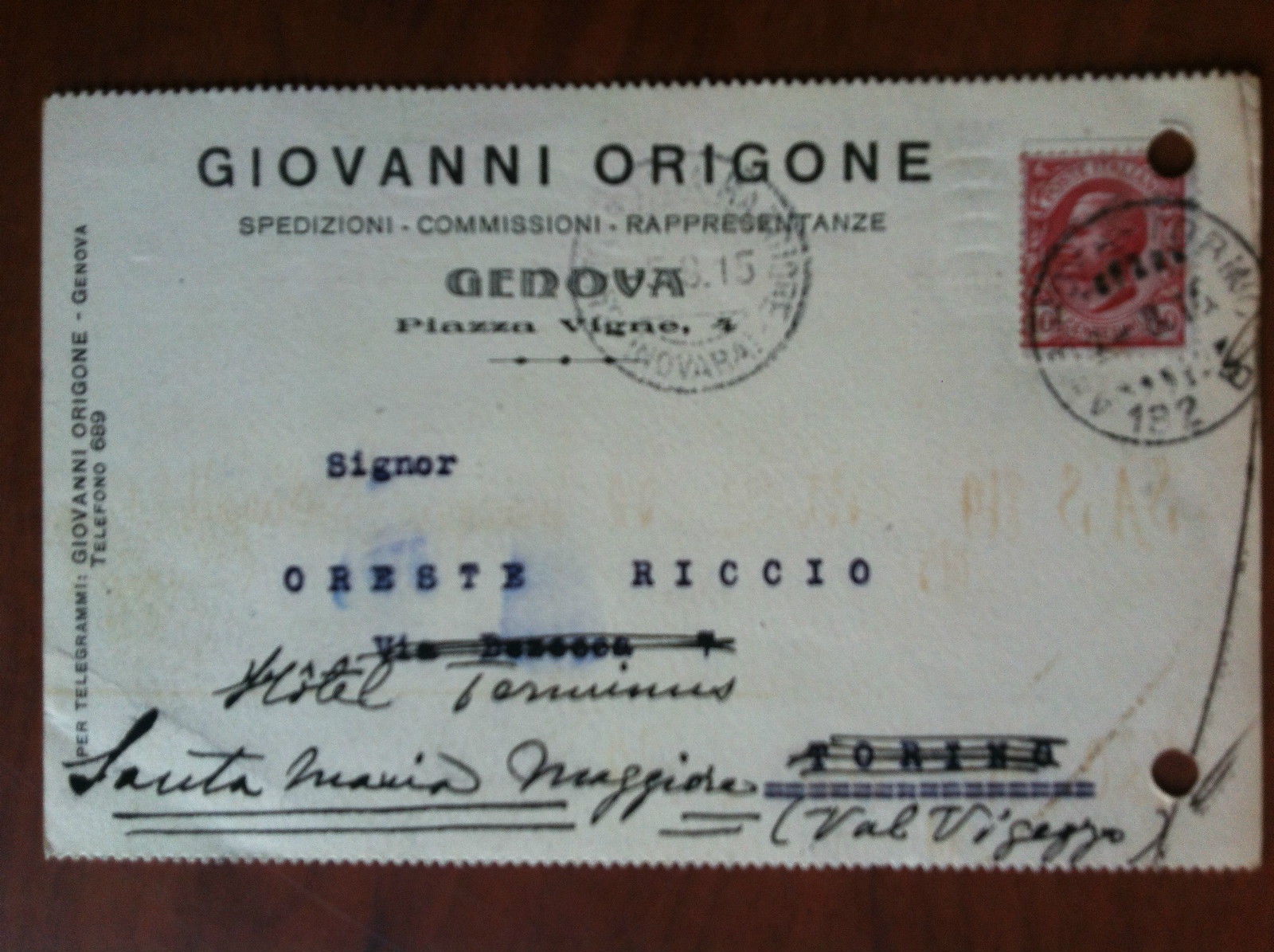 Cartolina commerciale originale Giovanni Origone Genova 1915 - E19387