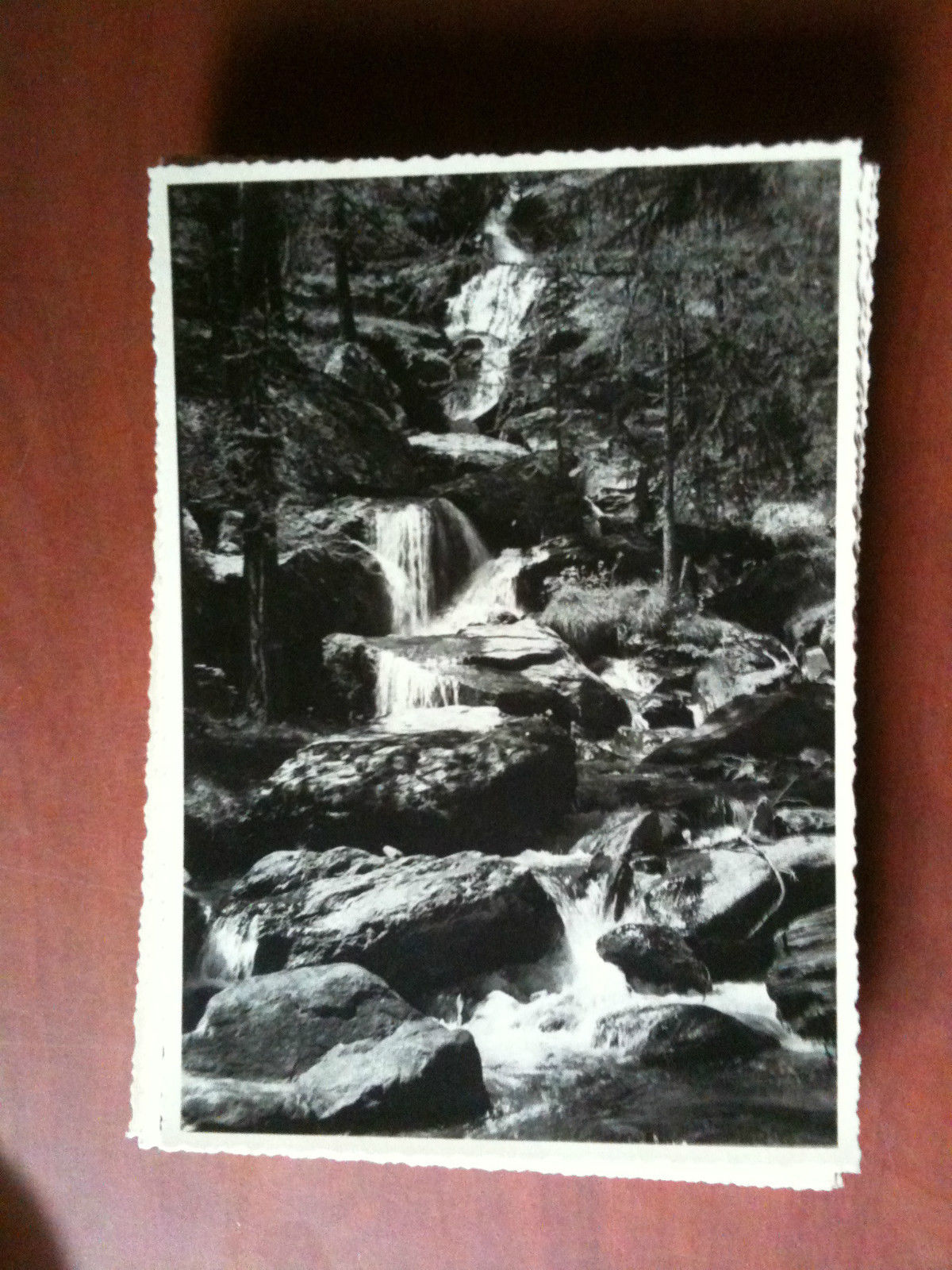 Cartolina fotografia vera anni '30 cascata a salti